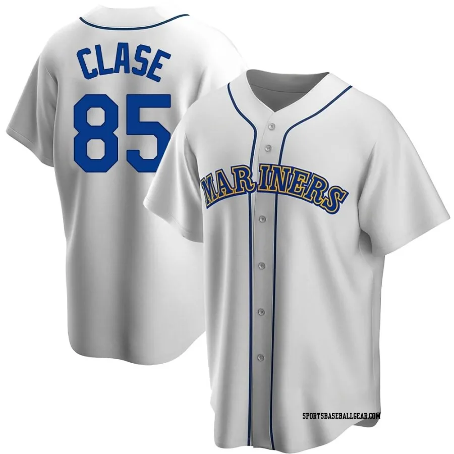 Jonatan Clase Men's Seattle Mariners White Replica Home Cooperstown Collection Jersey