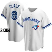 Jonatan Clase Men's Toronto Blue Jays White Replica Home Cooperstown Collection Jersey