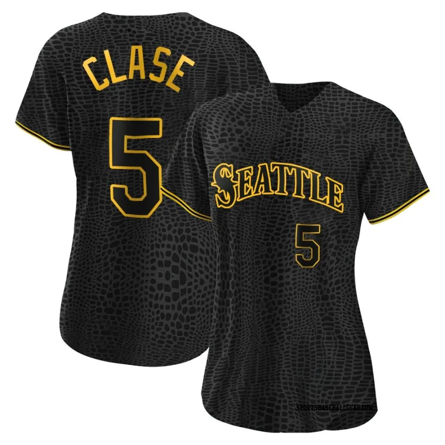 Jonatan Clase Women's Seattle Mariners Black Authentic Snake Skin City Jersey