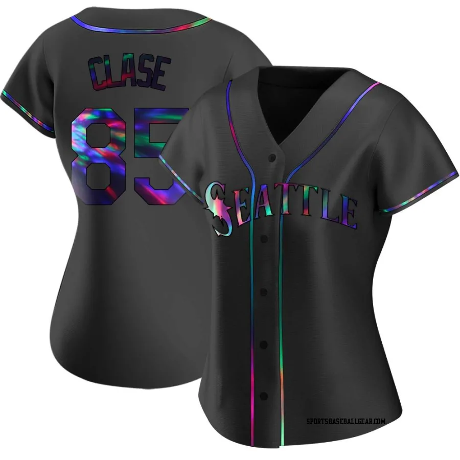 Jonatan Clase Women's Seattle Mariners Black Holographic Replica Alternate Jersey