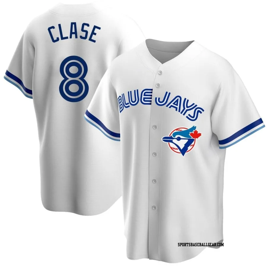 Jonatan Clase Youth Toronto Blue Jays White Replica Home Cooperstown Collection Jersey