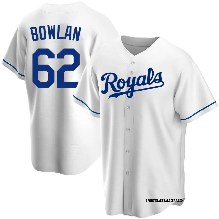 Jonathan Bowlan Men's Kansas City Royals White Replica Home Jersey