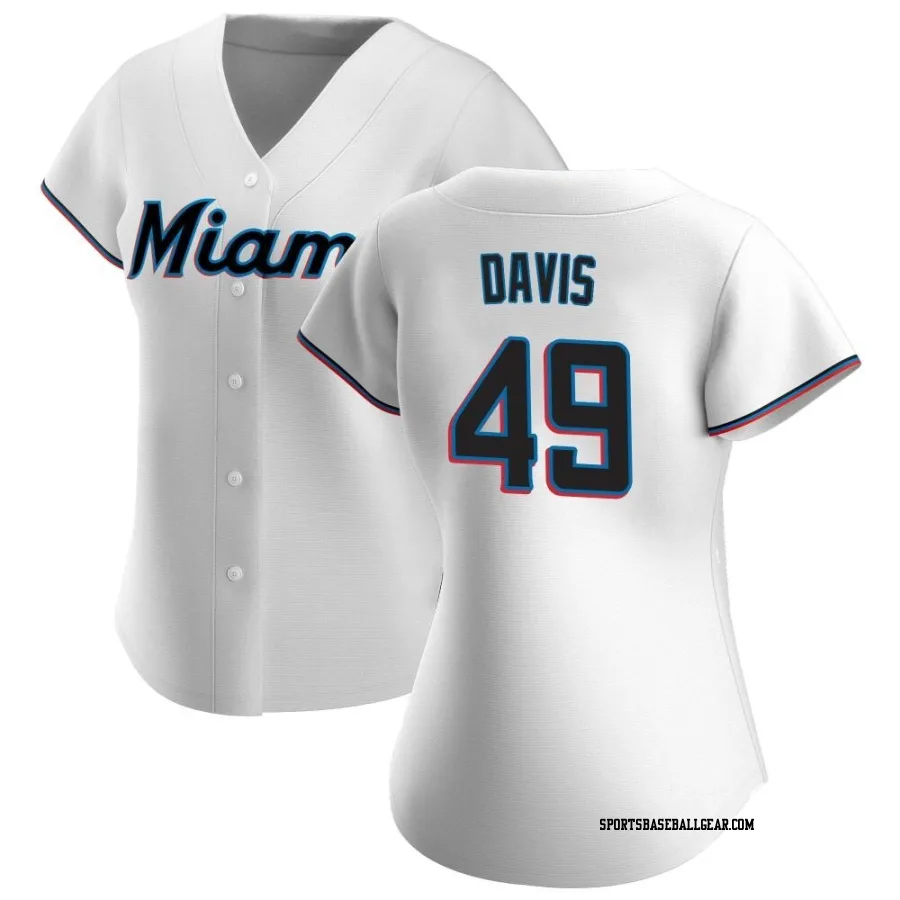 Jonathan Davis Women's Miami Marlins White Authentic Home Jersey