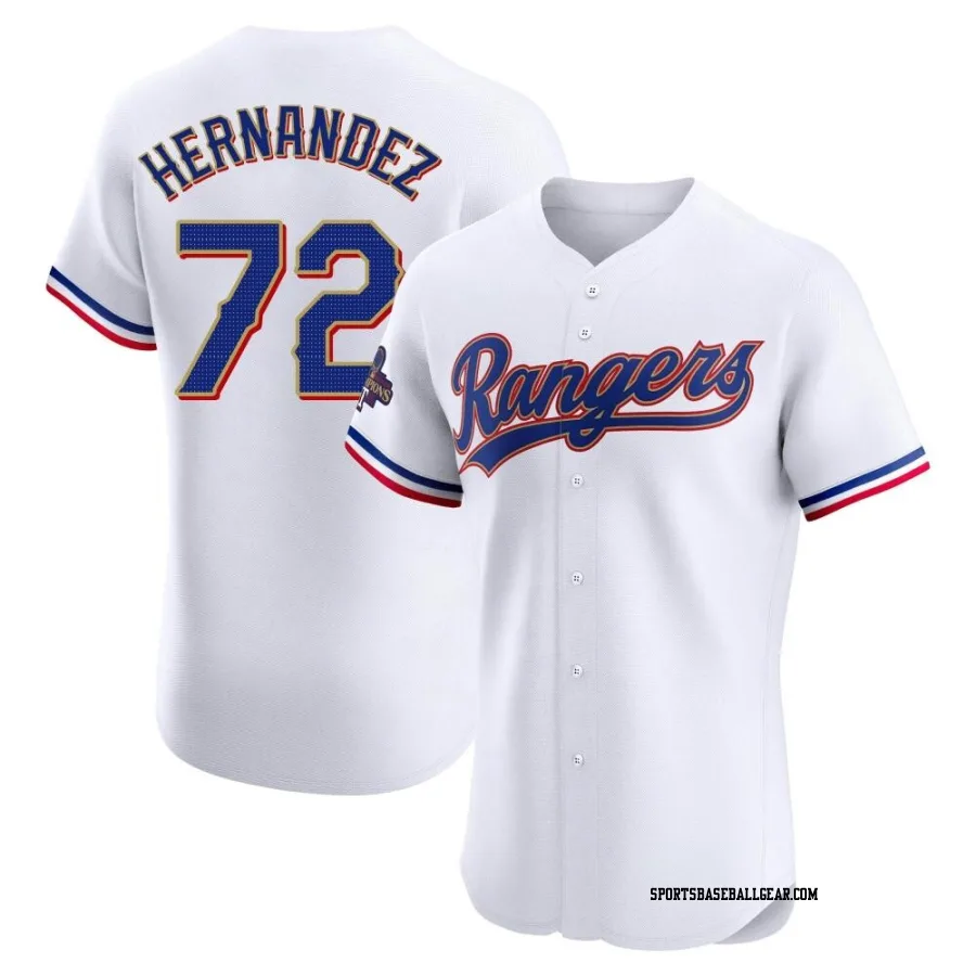 Jonathan Hernandez Men's Texas Rangers Gold Elite White 2024 Collection Jersey