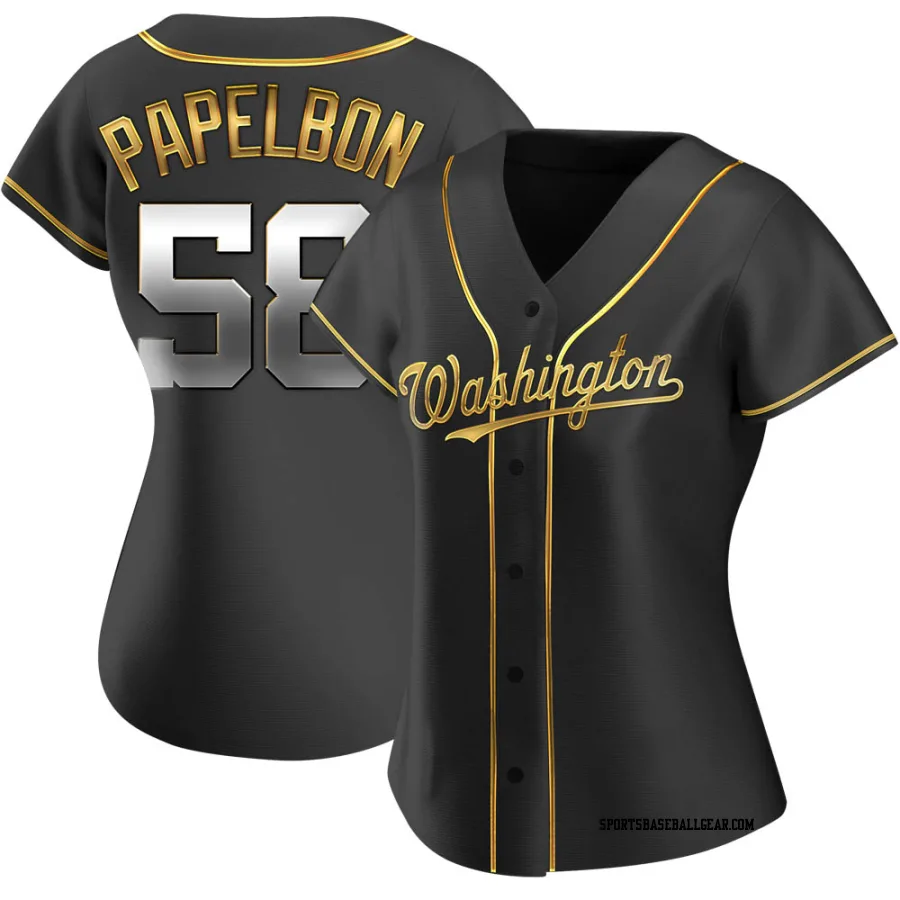 Jonathan Papelbon Women's Washington Nationals Black Golden Replica Alternate Jersey