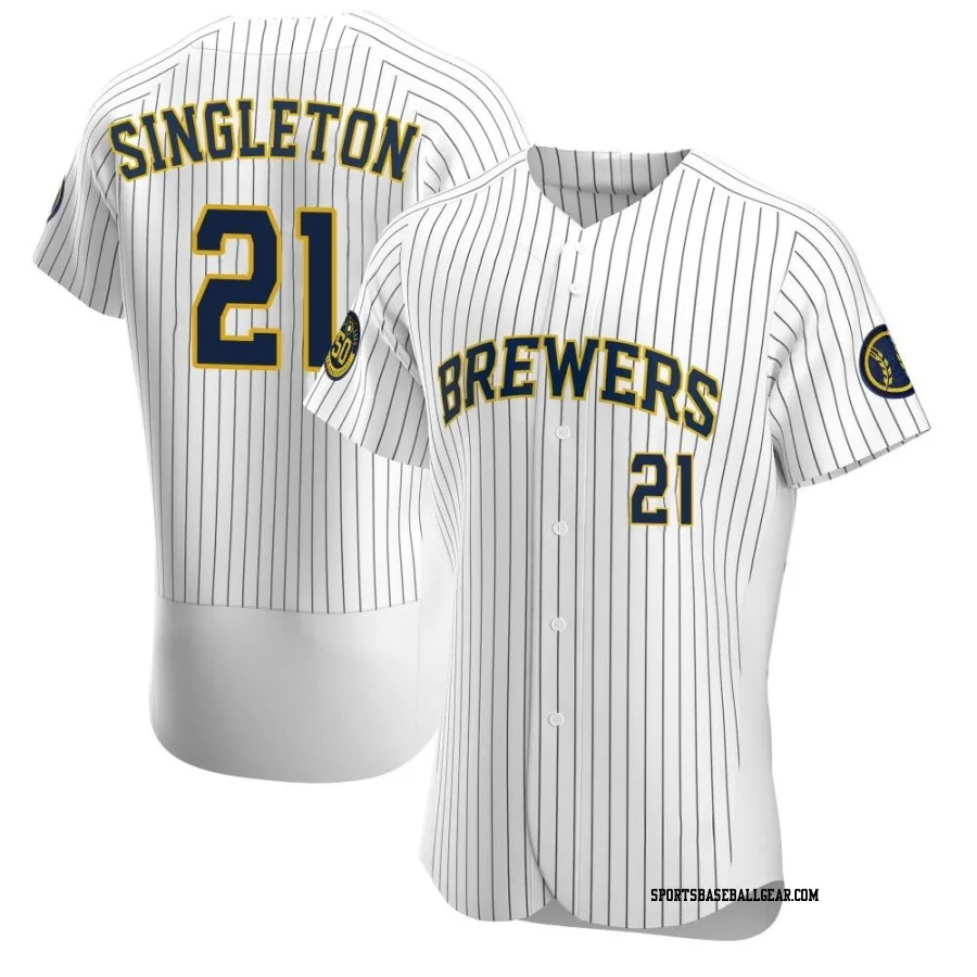 Jonathan Singleton Men's Milwaukee Brewers White Authentic Alternate Jersey