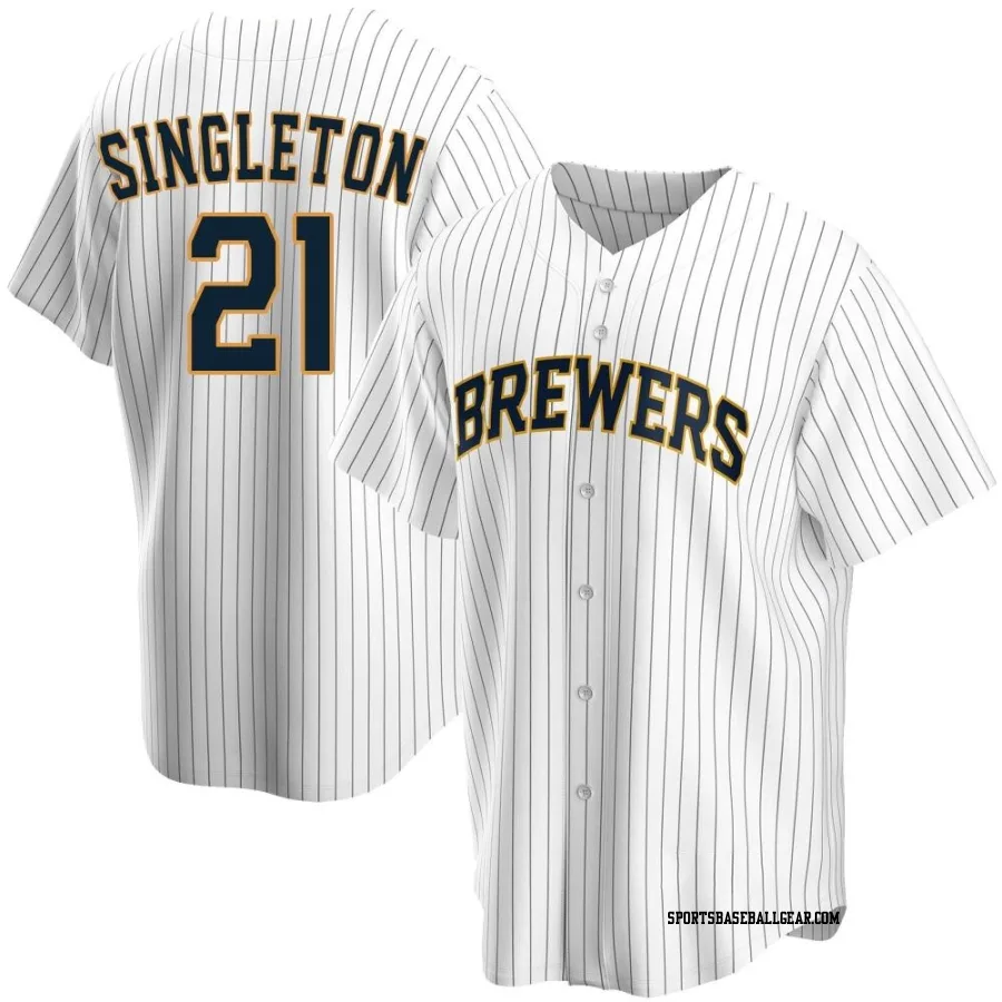 Jonathan Singleton Youth Milwaukee Brewers White Replica Home Jersey