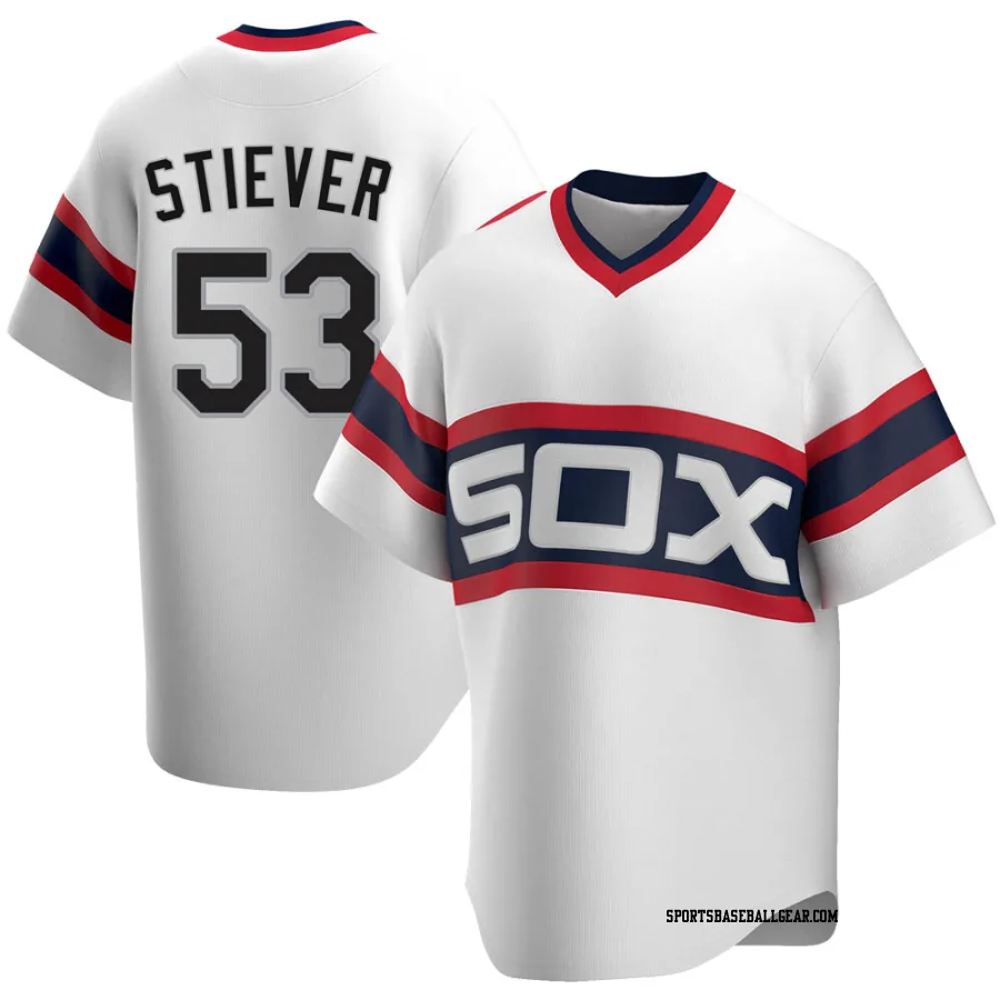 Jonathan Stiever Men's Chicago White Sox White Replica Cooperstown Collection Jersey