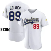 Jonny DeLuca Men's Los Angeles Dodgers White/Gold Authentic 2021 Gold Program Player Jersey