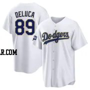 Jonny DeLuca Men's Los Angeles Dodgers White/Gold Replica 2021 Gold Program Player Jersey