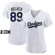 Jonny DeLuca Women's Los Angeles Dodgers White/Gold Authentic 2021 Gold Program Player Jersey