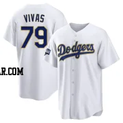 Jorbit Vivas Men's Los Angeles Dodgers White/Gold Replica 2021 Gold Program Player Jersey