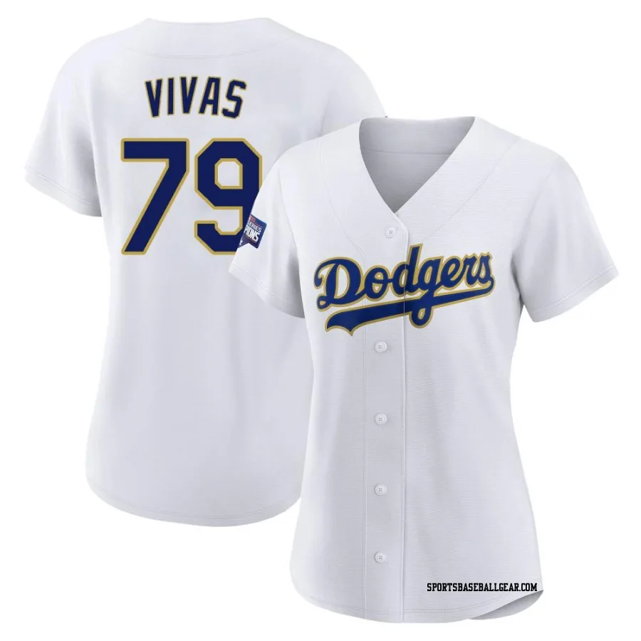 Jorbit Vivas Women's Los Angeles Dodgers White/Gold Replica 2021 Gold Program Player Jersey