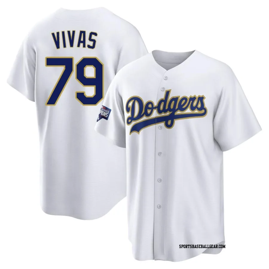 Jorbit Vivas Youth Los Angeles Dodgers White/Gold Replica 2021 Gold Program Player Jersey