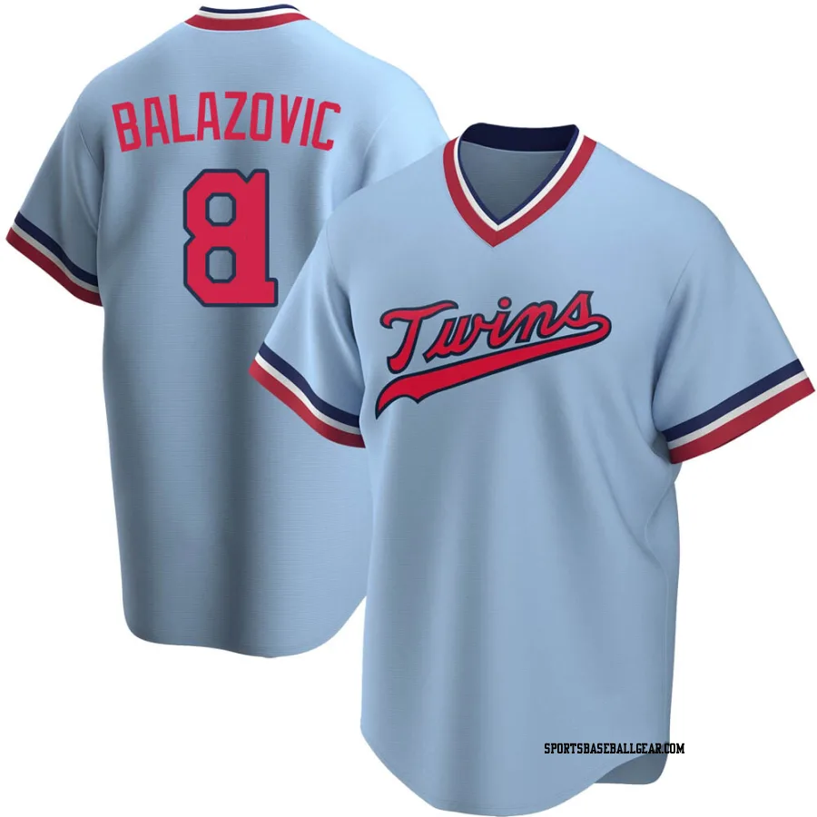 Jordan Balazovic Men's Minnesota Twins Light Blue Replica Road Cooperstown Collection Jersey