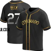 Jordan Beck Men's Colorado Rockies Black Golden Replica Alternate Jersey