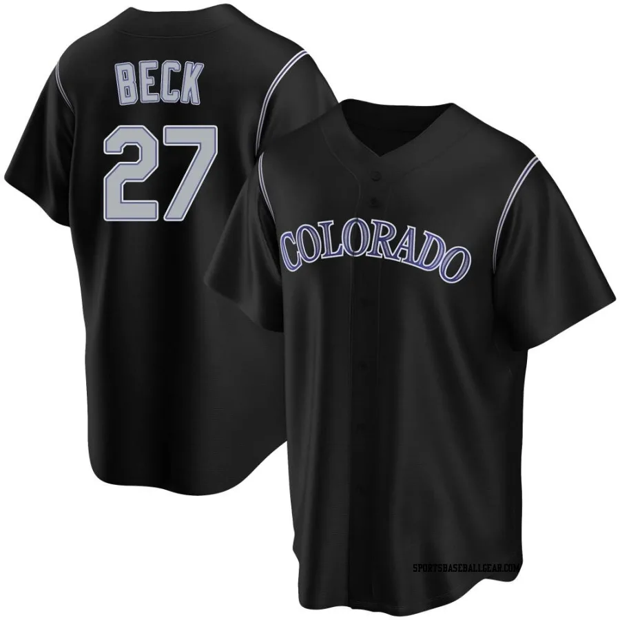 Jordan Beck Men's Colorado Rockies Black Replica Alternate Jersey