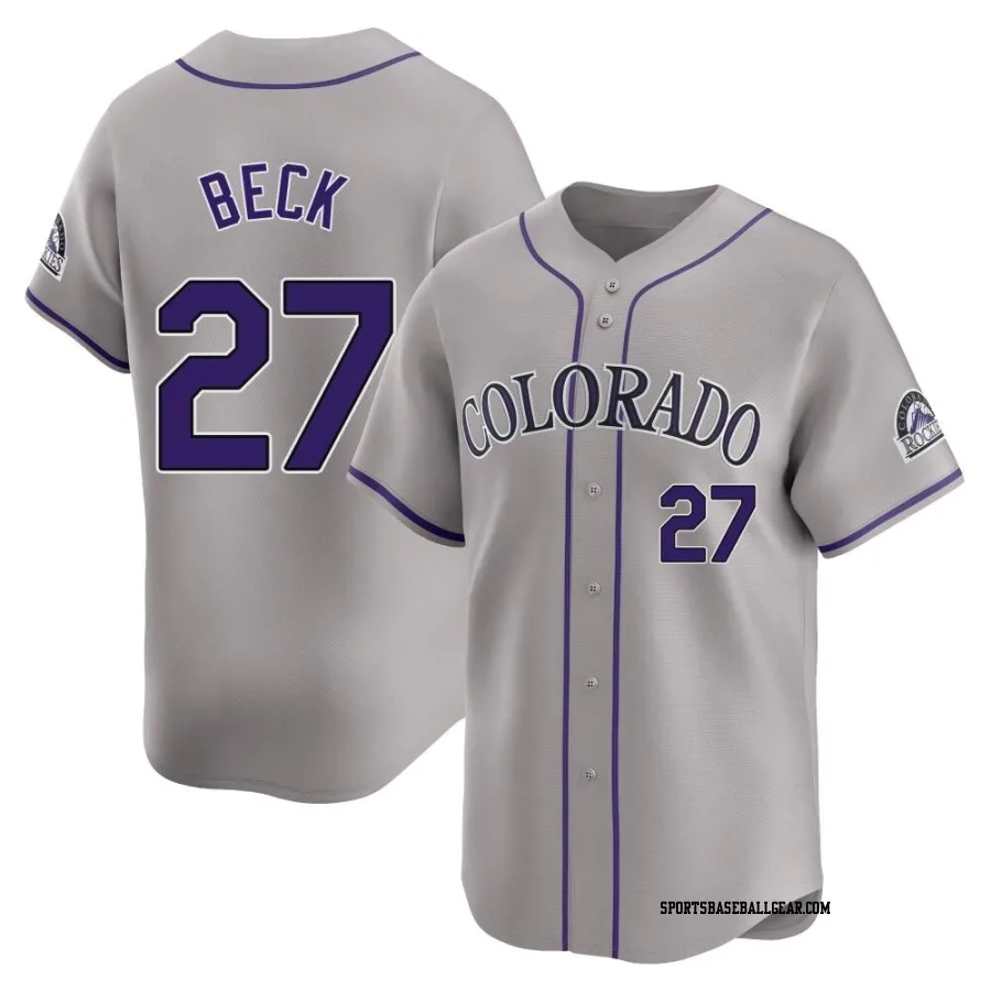 Jordan Beck Men's Colorado Rockies Gray Limited Road Jersey