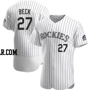 Jordan Beck Men's Colorado Rockies White Authentic Home Jersey