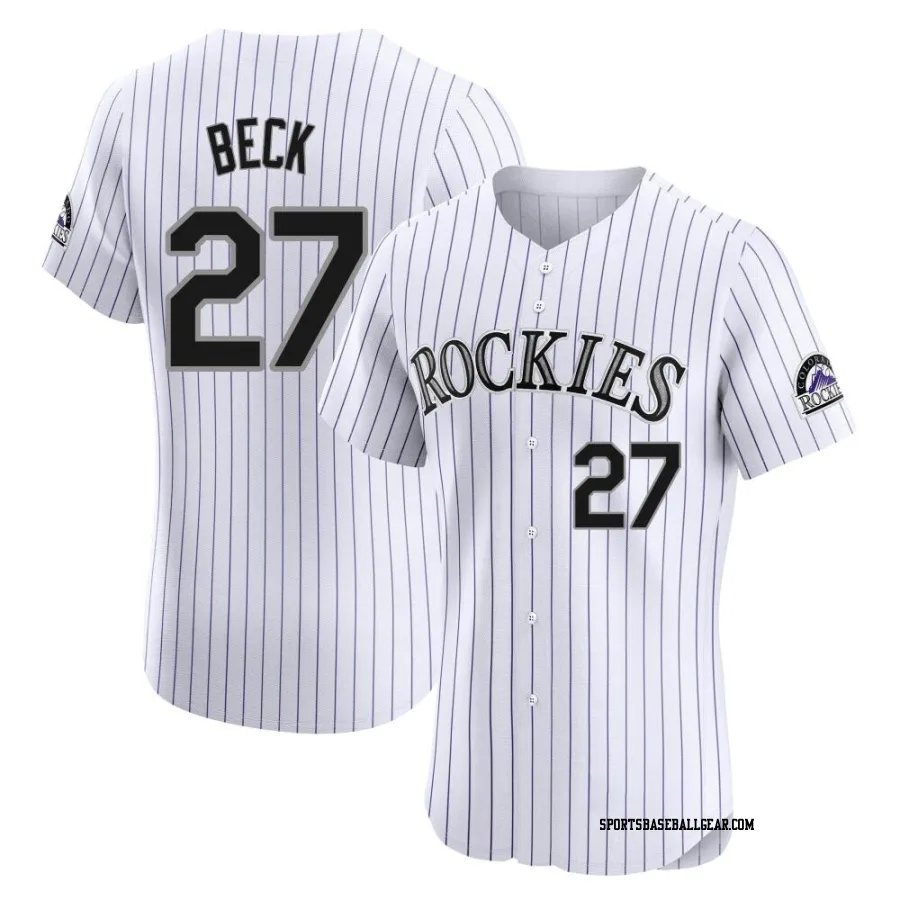 Jordan Beck Men's Colorado Rockies White Elite Home Jersey