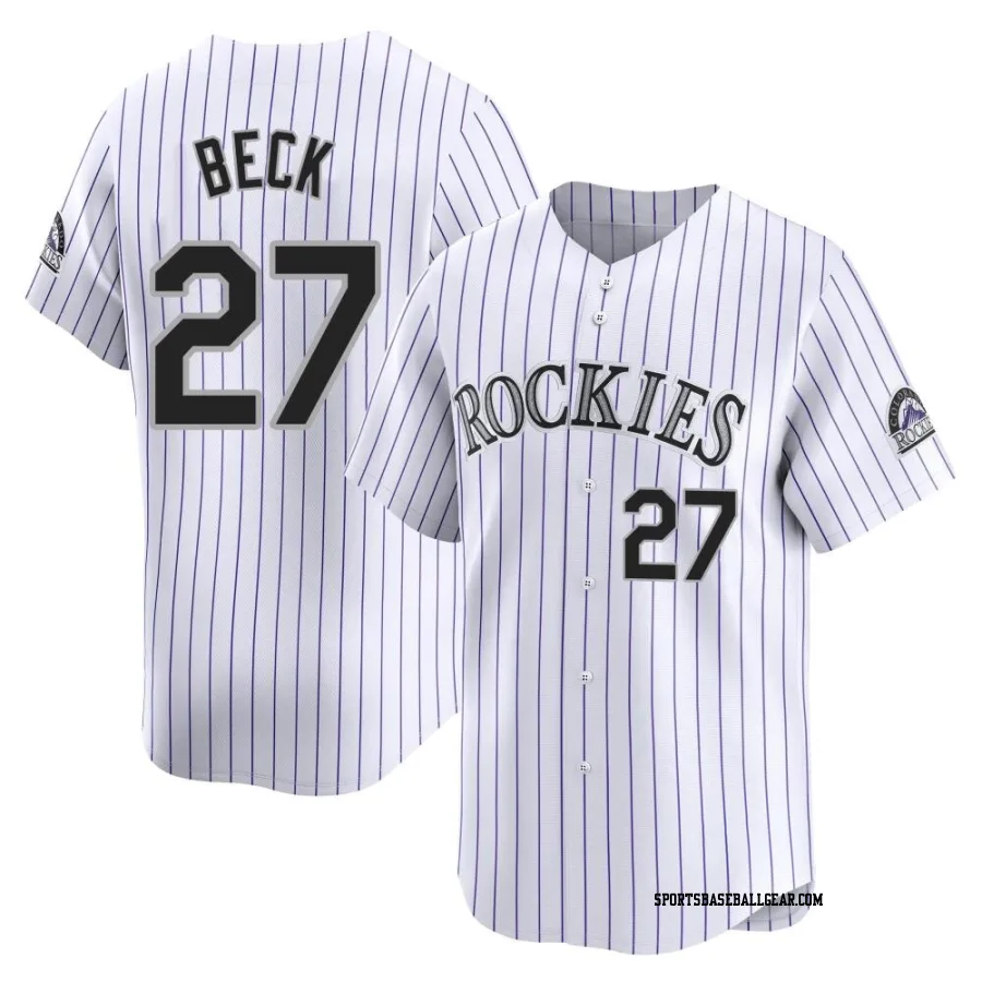 Jordan Beck Men's Colorado Rockies White Limited Home Jersey