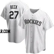 Jordan Beck Men's Colorado Rockies White Replica Home Jersey