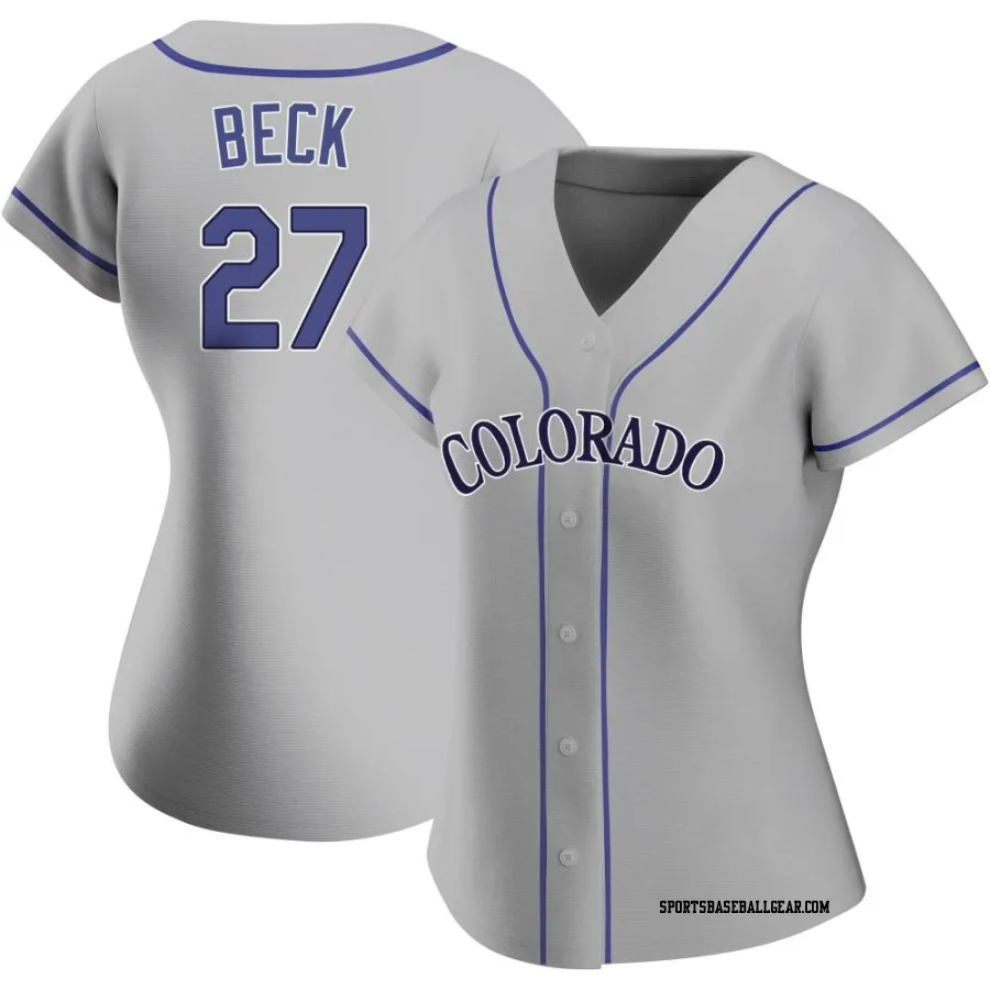 Jordan Beck Women's Colorado Rockies Gray Replica Road Jersey