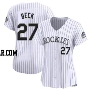 Jordan Beck Women's Colorado Rockies White Limited Home Jersey