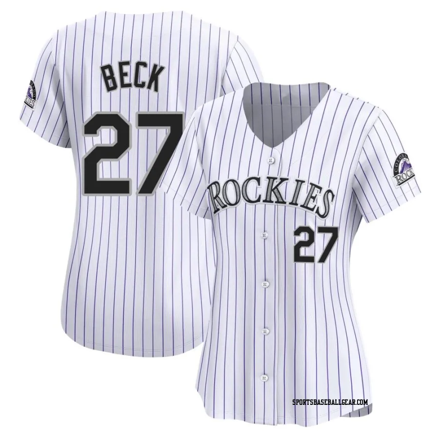 Jordan Beck Women's Colorado Rockies White Limited Home Jersey