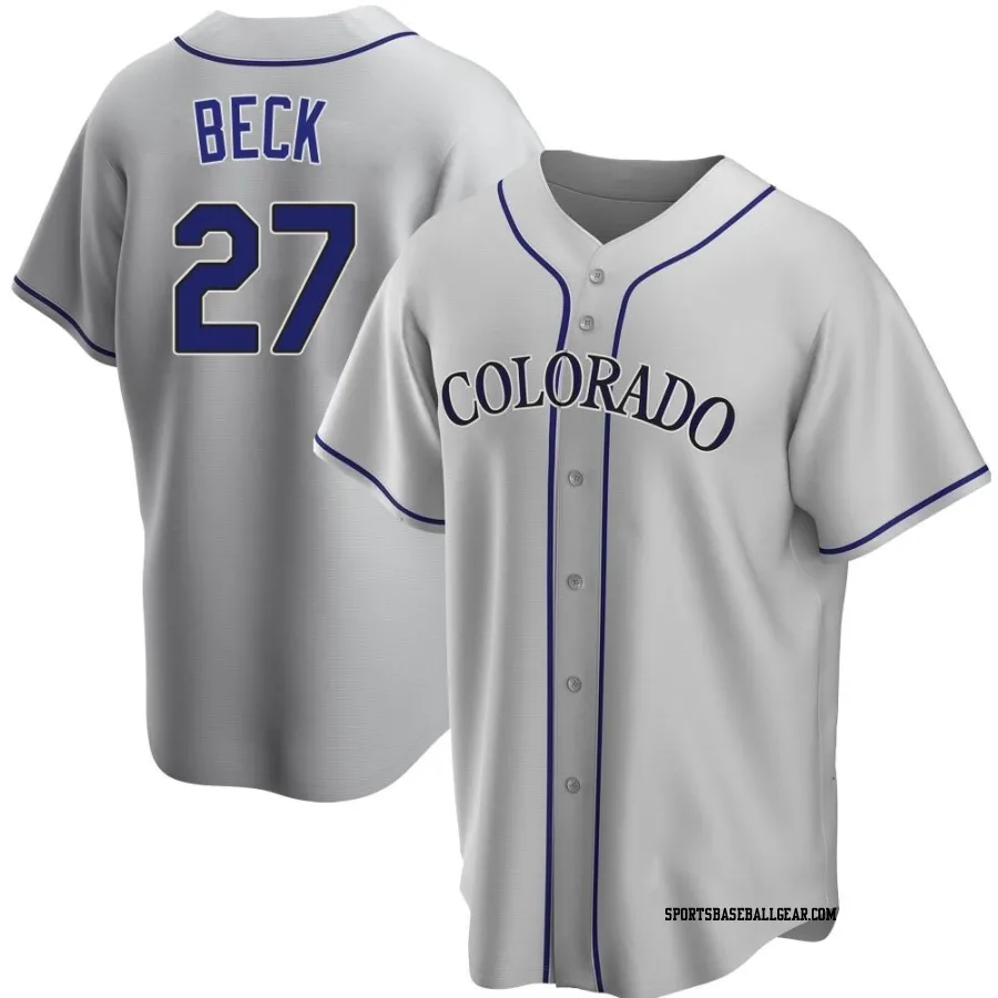 Jordan Beck Youth Colorado Rockies Gray Replica Road Jersey