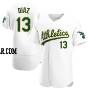 Jordan Diaz Men's Oakland Athletics White Authentic Home Jersey