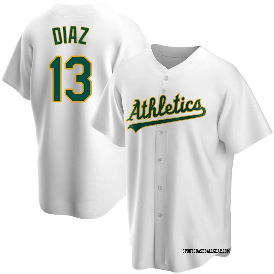 Jordan Diaz Men's Oakland Athletics White Replica Home Jersey