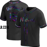 Jordan Groshans Men's Miami Marlins Black Holographic Replica Alternate Jersey