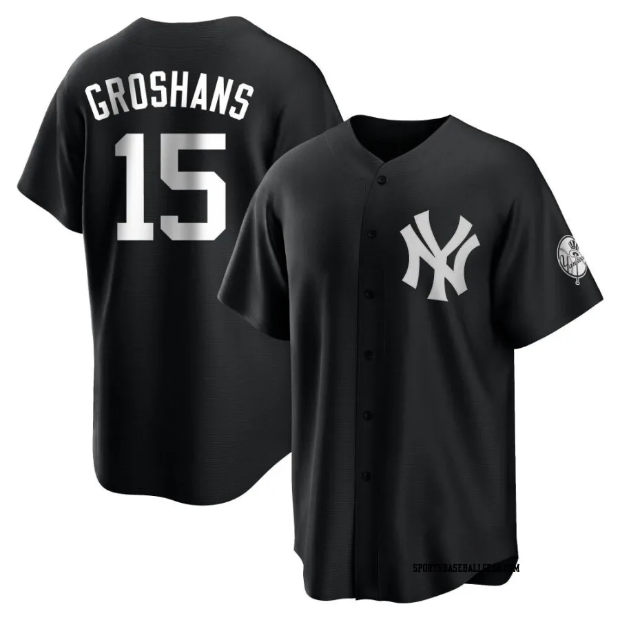 Jordan Groshans Men's New York Yankees Black/White Replica Jersey