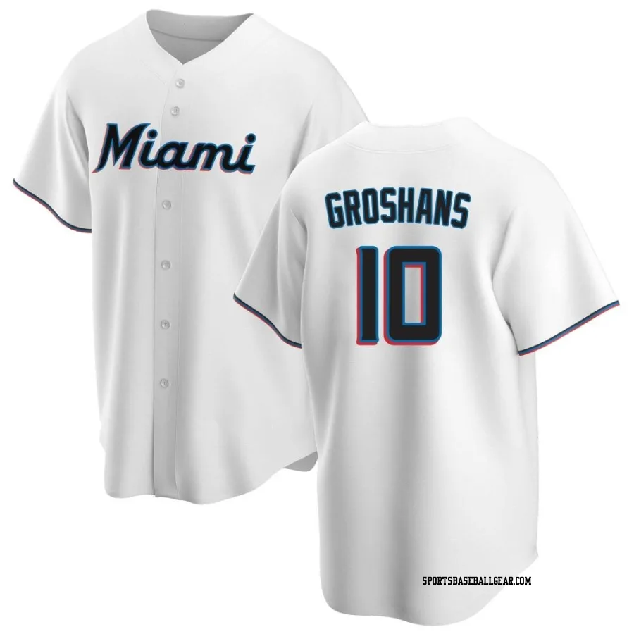 Jordan Groshans Youth Miami Marlins White Replica Home Jersey