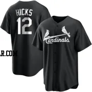 Jordan Hicks Men's St. Louis Cardinals Black/White Replica Jersey