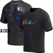 Jordan Holloway Men's Miami Marlins Black Holographic Replica Alternate Jersey