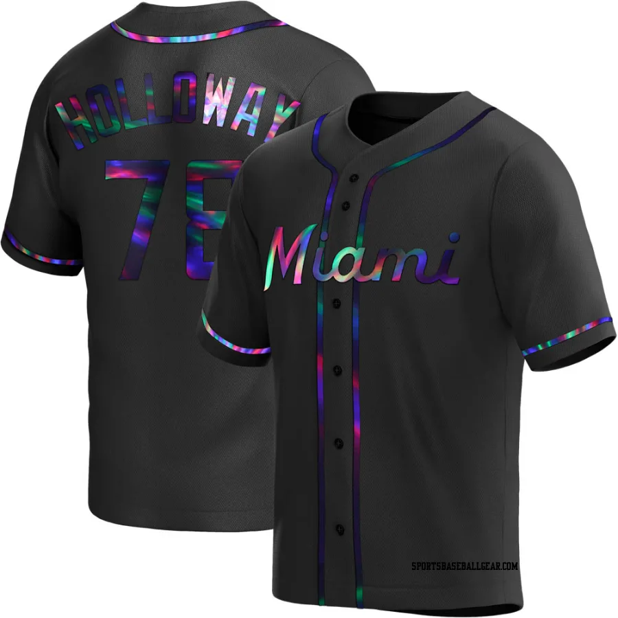 Jordan Holloway Men's Miami Marlins Black Holographic Replica Alternate Jersey