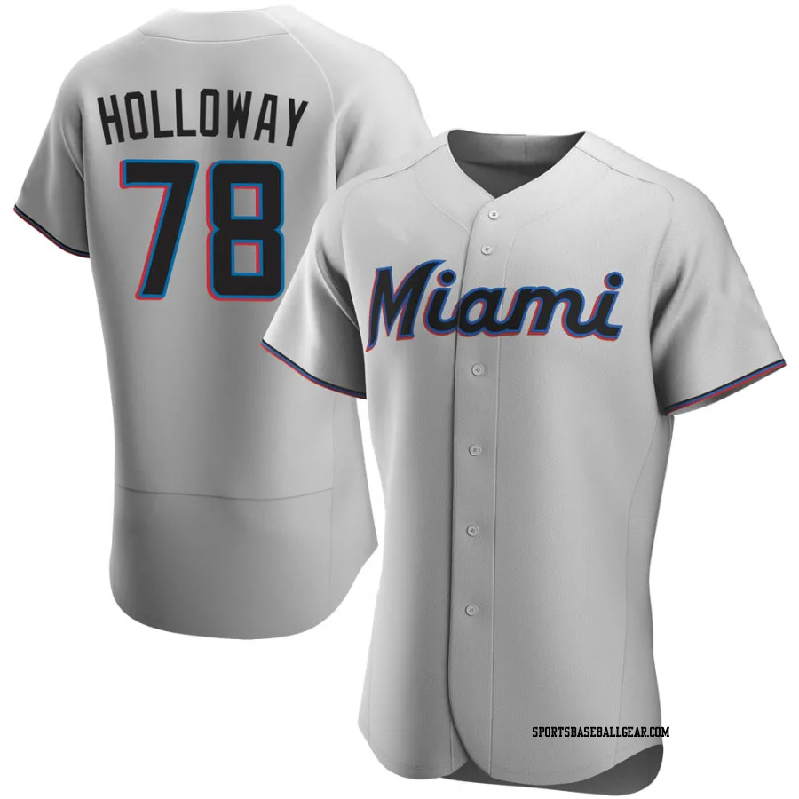 Jordan Holloway Men's Miami Marlins Gray Authentic Road Jersey