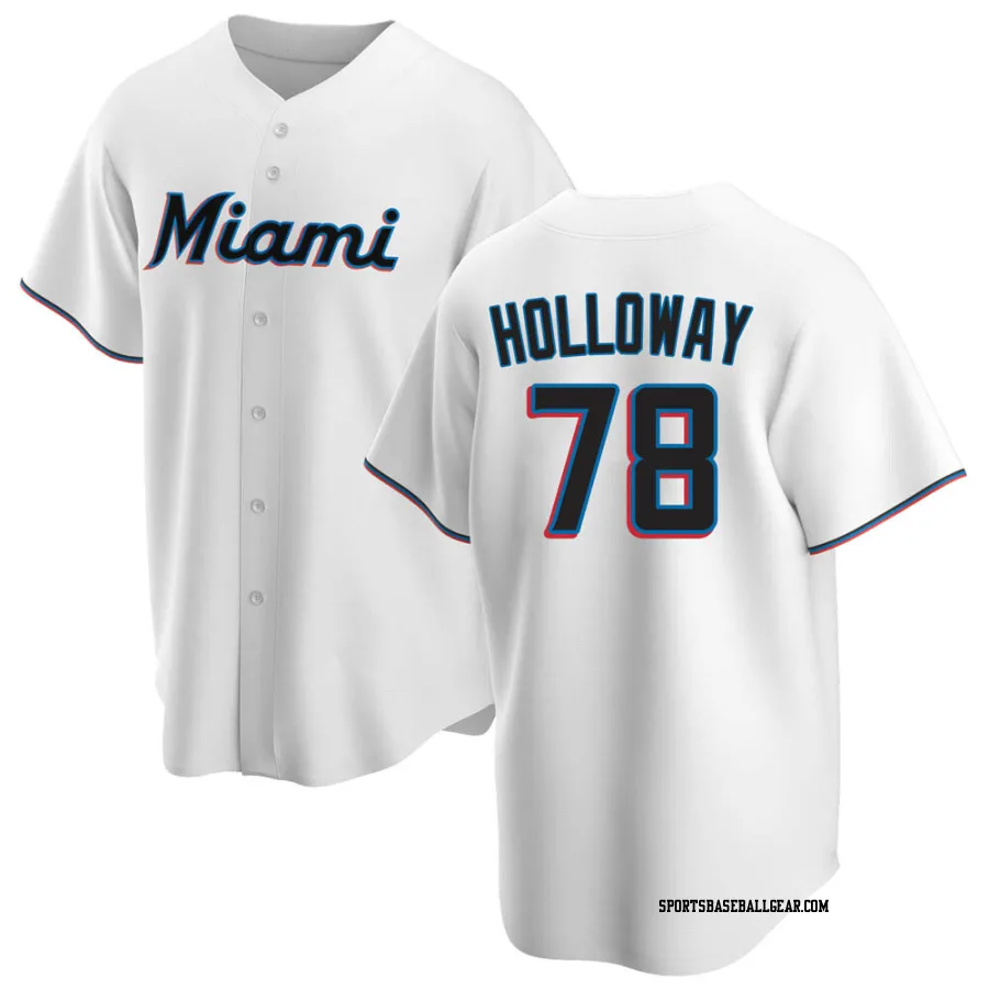 Jordan Holloway Youth Miami Marlins White Replica Home Jersey