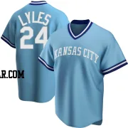 Jordan Lyles Men's Kansas City Royals Light Blue Replica Road Cooperstown Collection Jersey