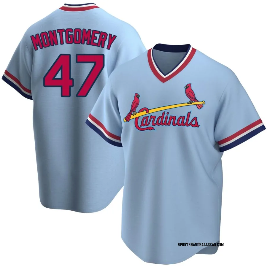 Jordan Montgomery Men's St. Louis Cardinals Light Blue Replica Road Cooperstown Collection Jersey