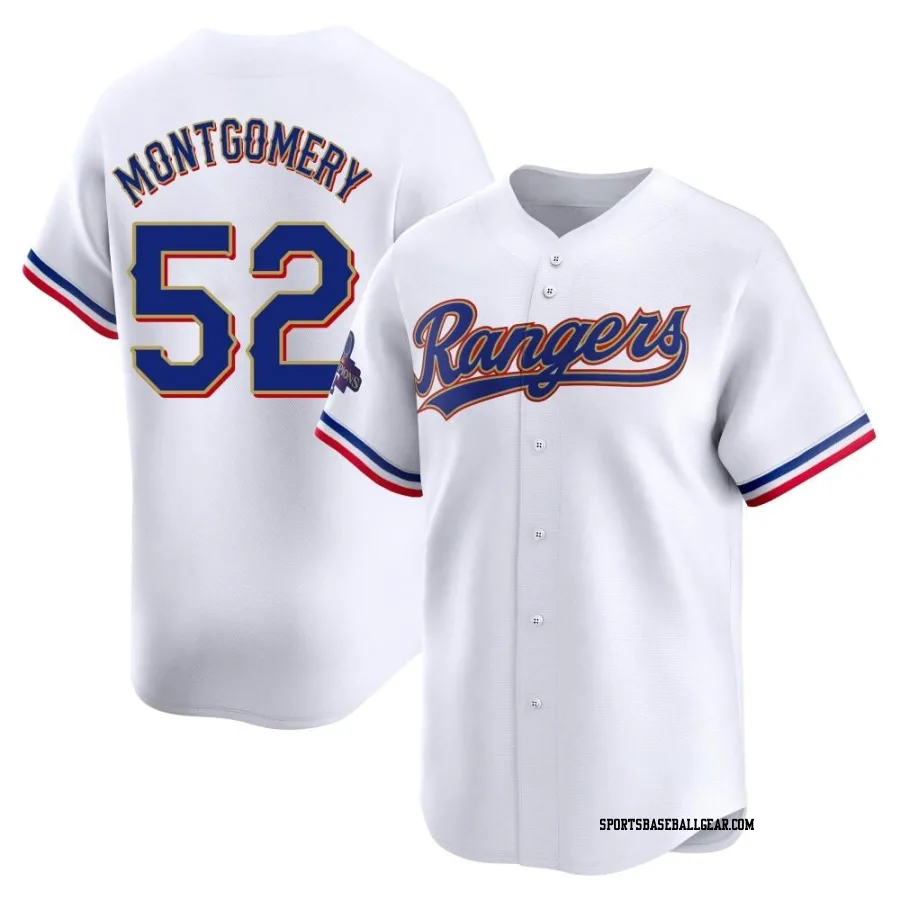 Jordan Montgomery Men's Texas Rangers Gold Limited White 2024 Collection Jersey