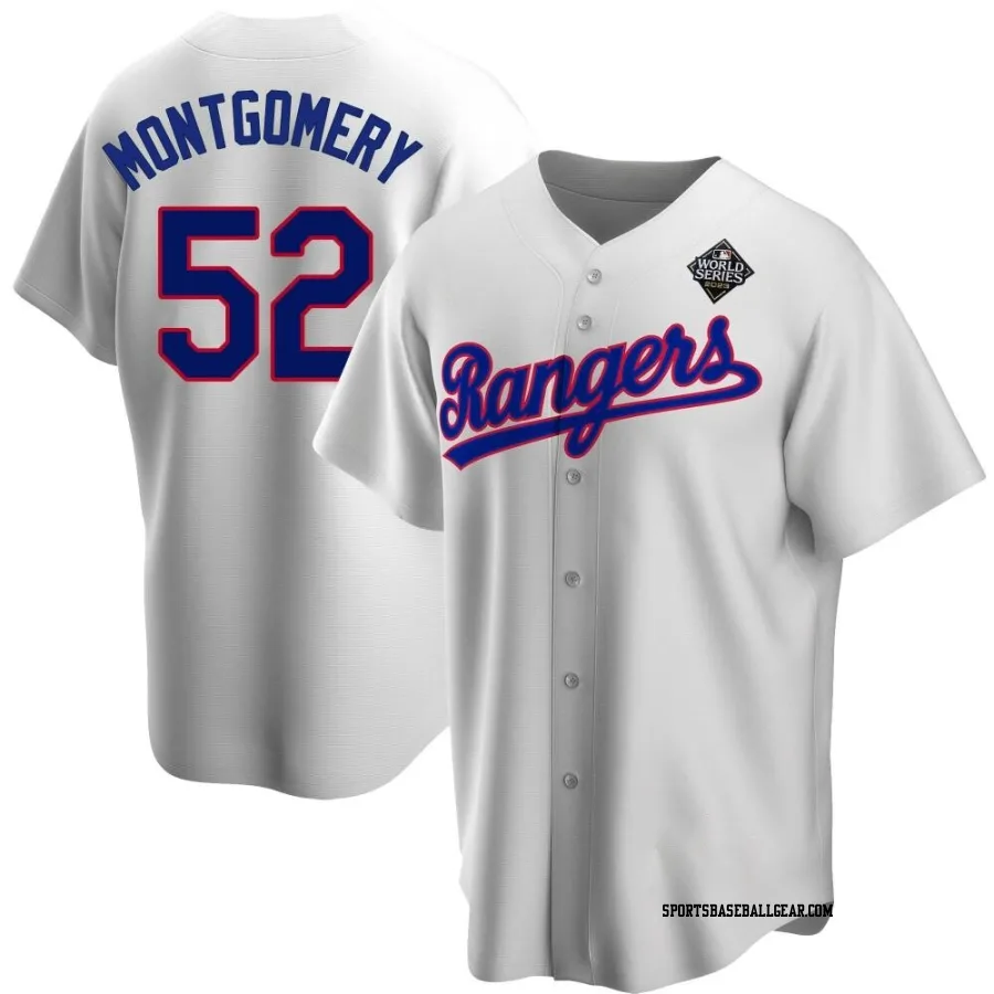 Jordan Montgomery Men's Texas Rangers White Replica Home Cooperstown Collection 2023 World Series Jersey