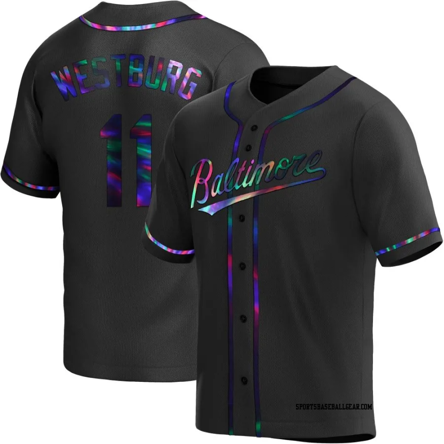 Jordan Westburg Men's Baltimore Orioles Black Holographic Replica Alternate Jersey