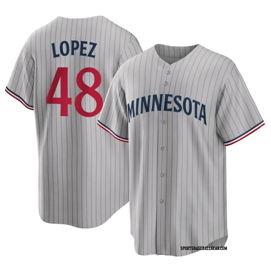 Jorge Lopez Men's Minnesota Twins Gray Replica Road Jersey