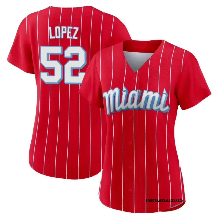 Jorge Lopez Women's Miami Marlins Red Authentic 2021 City Connect Jersey