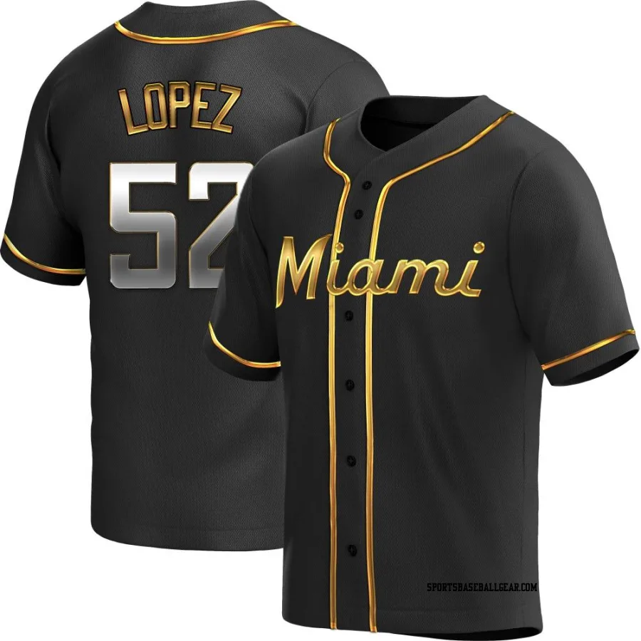 Jorge Lopez Youth Miami Marlins Black Golden Replica Alternate Jersey