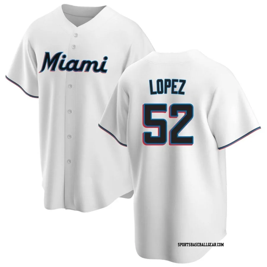 Jorge Lopez Youth Miami Marlins White Replica Home Jersey