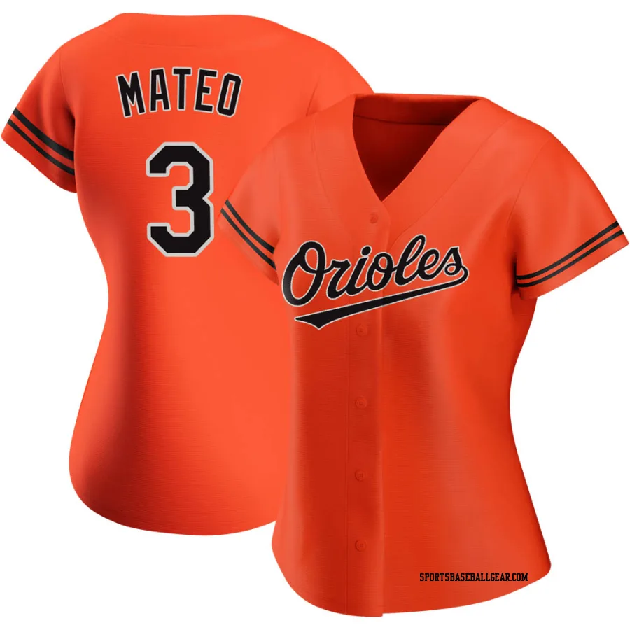 Jorge Mateo Women's Baltimore Orioles Orange Authentic Alternate Jersey